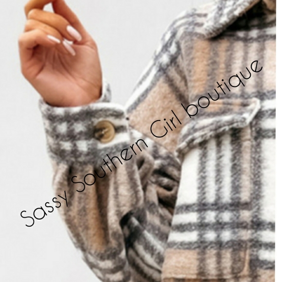 ⭐🆕 Boho khaki cream long shacket - Picture 8 of 13